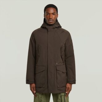 Parkas med flera fickor och vadderad jacka
