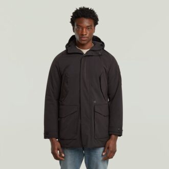 Parkas med flera fickor och vadderad jacka