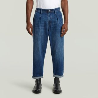 Plisserad Chino Denim Avslappnad Avsmalnande Plisserad Chino Denim Avslappnad Avsmalnande