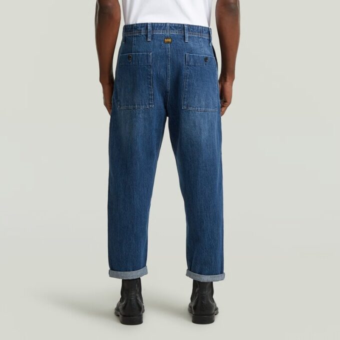 Plisserad Chino Denim Avslappnad Avsmalnande Plisserad Chino Denim Avslappnad Avsmalnande