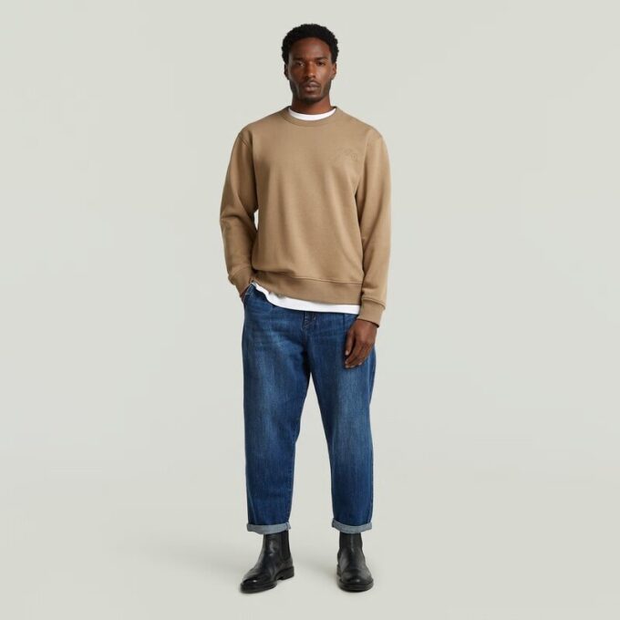 Plisserad Chino Denim Avslappnad Avsmalnande Plisserad Chino Denim Avslappnad Avsmalnande