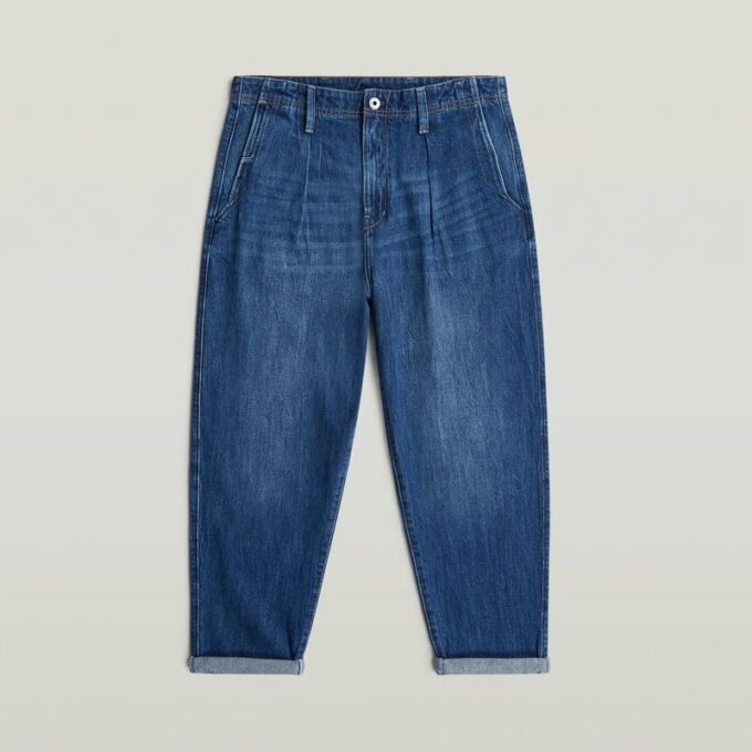 Plisserad Chino Denim Avslappnad Avsmalnande Plisserad Chino Denim Avslappnad Avsmalnande