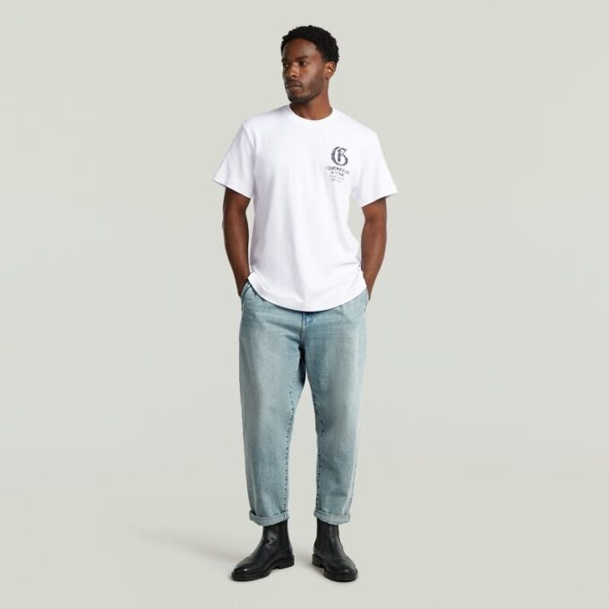 Plisserad Chino Denim Avslappnad Avsmalnande Plisserad Chino Denim Avslappnad Avsmalnande