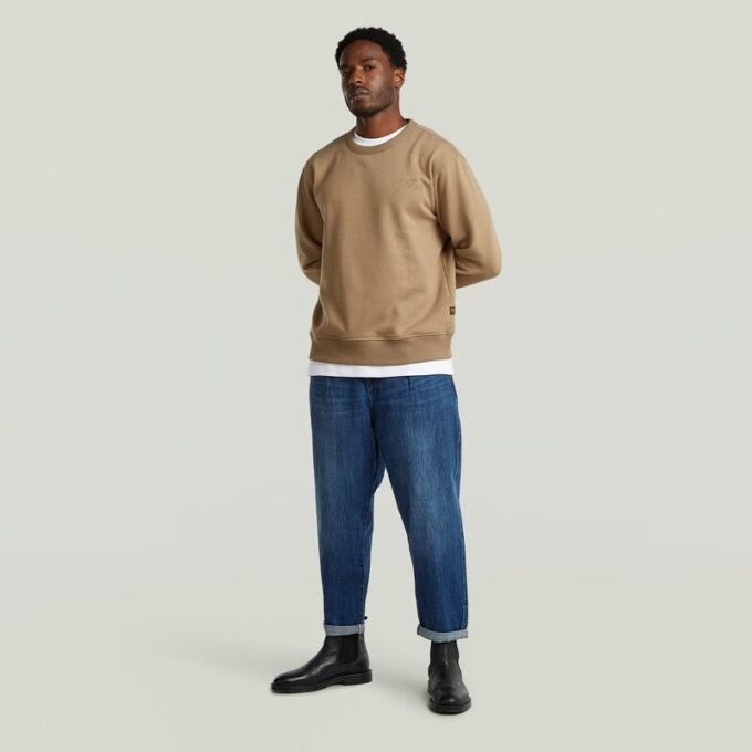 Plisserad Chino Denim Avslappnad Avsmalnande Plisserad Chino Denim Avslappnad Avsmalnande