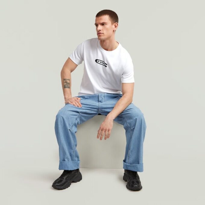 Plisserade 3D-denimjeans Plisserade 3D-denimjeans