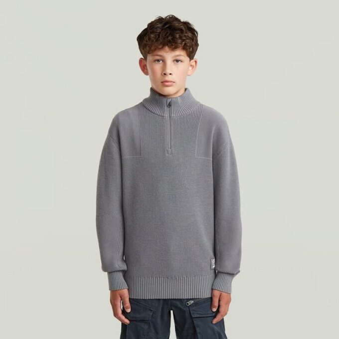 Pojkar Armé Halv Zip Stickad Pojkar Armé Halv Zip Stickad