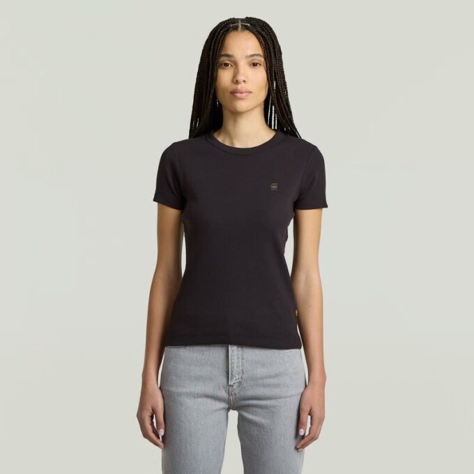 Ribbad t-shirt med ärm Ribbad t-shirt med ärm