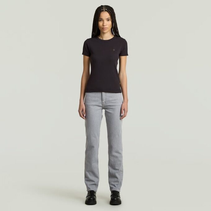 Ribbad t-shirt med ärm Ribbad t-shirt med ärm
