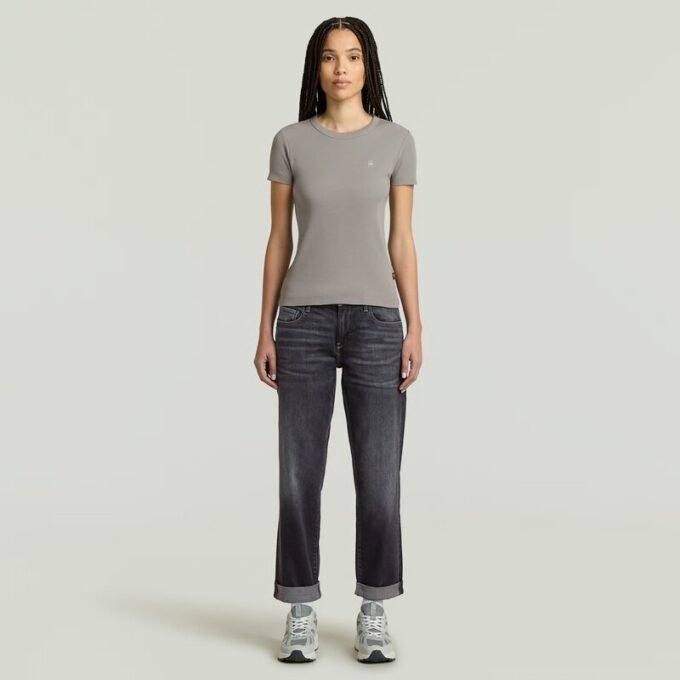 Ribbad t-shirt med ärm