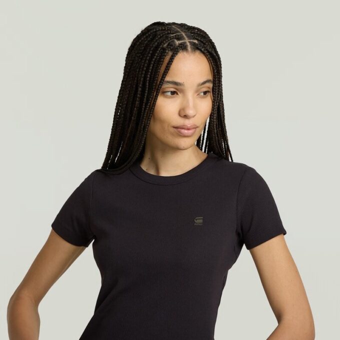 Ribbad t-shirt med ärm Ribbad t-shirt med ärm