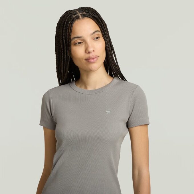 Ribbad t-shirt med ärm