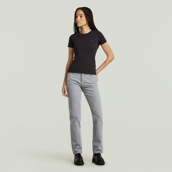 Ribbad t-shirt med ärm Ribbad t-shirt med ärm