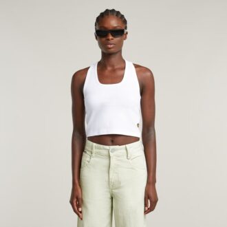 Slim Cropped Topp Med Tryck Baktill