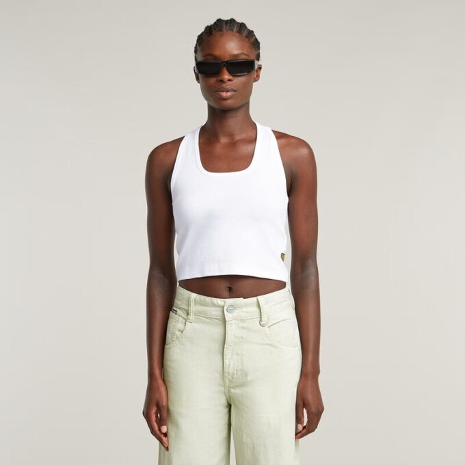 Slim Cropped Topp Med Tryck Baktill Slim Cropped Topp Med Tryck Baktill