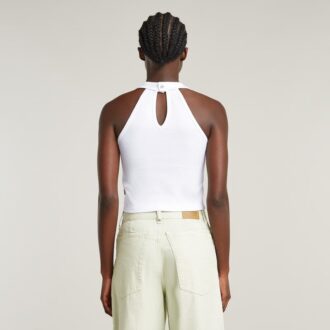 Slim Cropped Topp Med Tryck Baktill