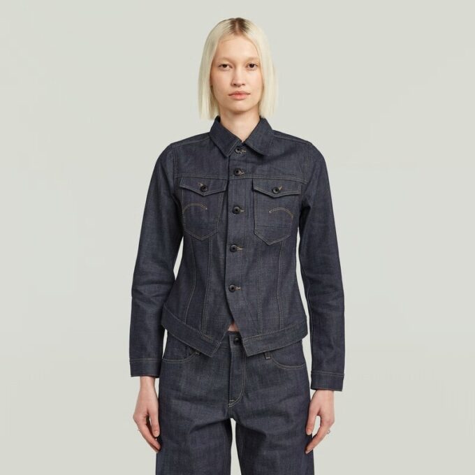 Slimmad Selvedge-jacka med kant och dragkedja Slimmad Selvedge-jacka med kant och dragkedja