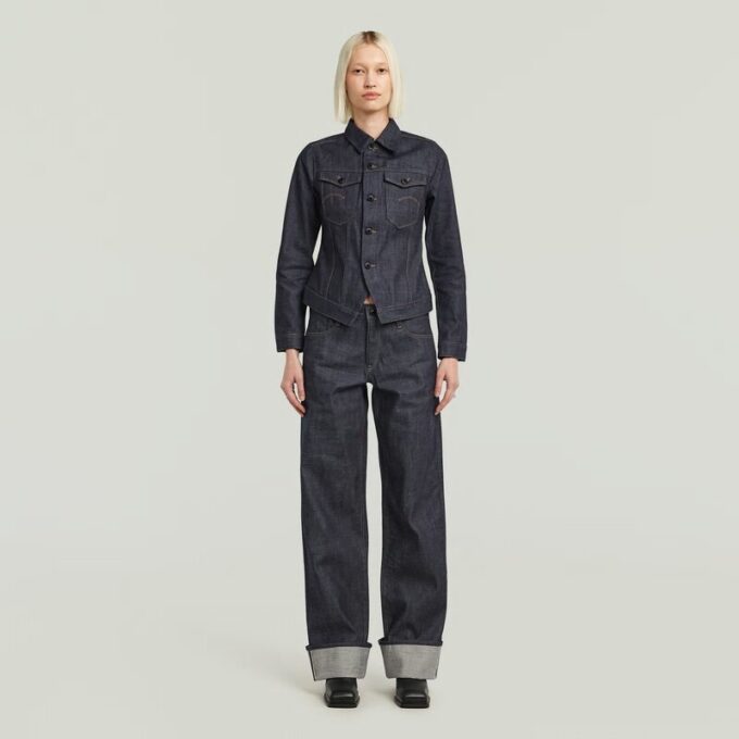 Slimmad Selvedge-jacka med kant och dragkedja Slimmad Selvedge-jacka med kant och dragkedja