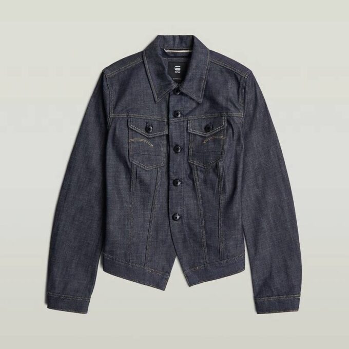 Slimmad Selvedge-jacka med kant och dragkedja Slimmad Selvedge-jacka med kant och dragkedja
