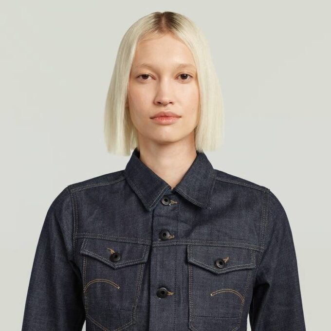 Slimmad Selvedge-jacka med kant och dragkedja Slimmad Selvedge-jacka med kant och dragkedja