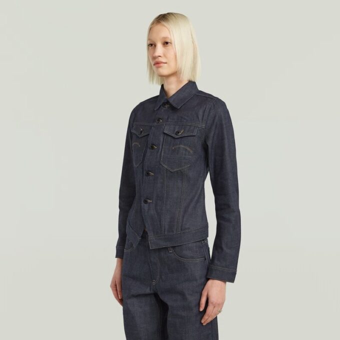 Slimmad Selvedge-jacka med kant och dragkedja Slimmad Selvedge-jacka med kant och dragkedja