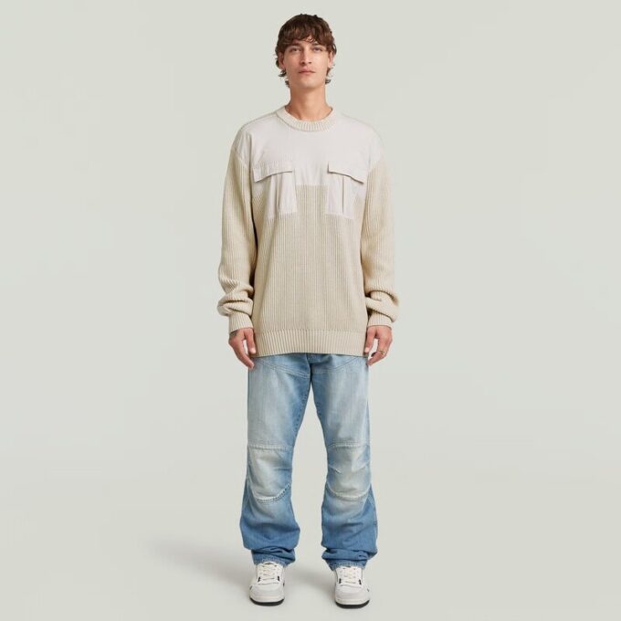 Stickad pullover i vävd blandning Stickad pullover i vävd blandning