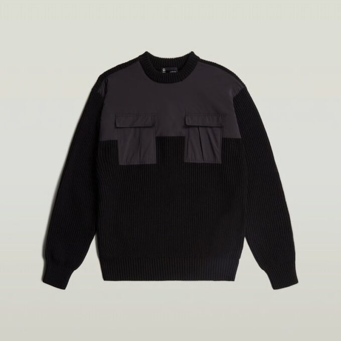 Stickad pullover i vävd blandning Stickad pullover i vävd blandning