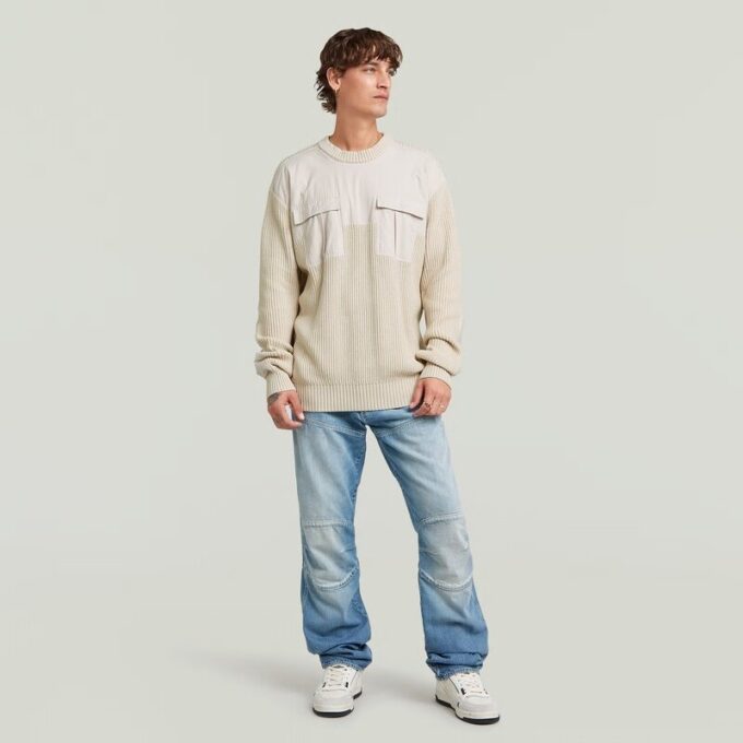Stickad pullover i vävd blandning Stickad pullover i vävd blandning