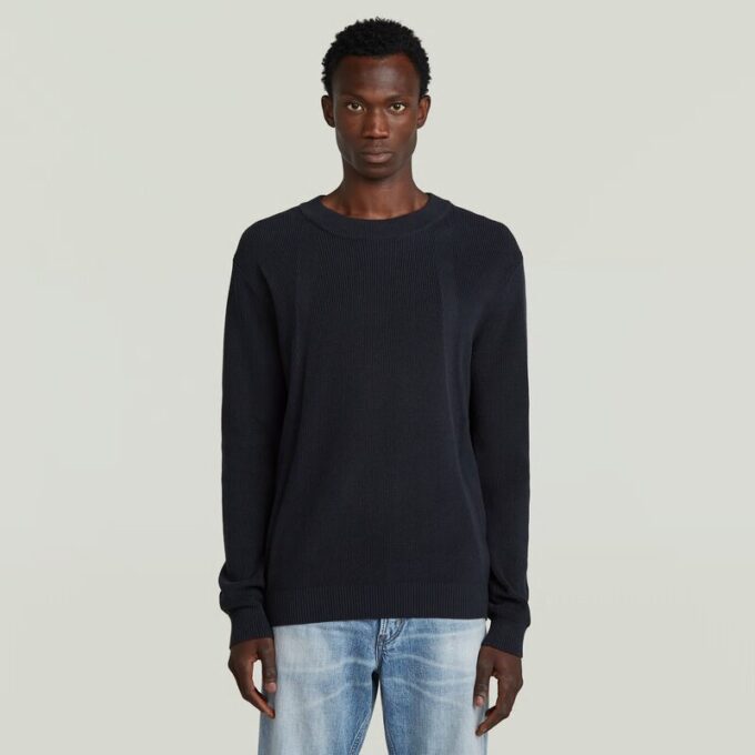 Strukturerad ribbad stickad pullover Strukturerad ribbad stickad pullover