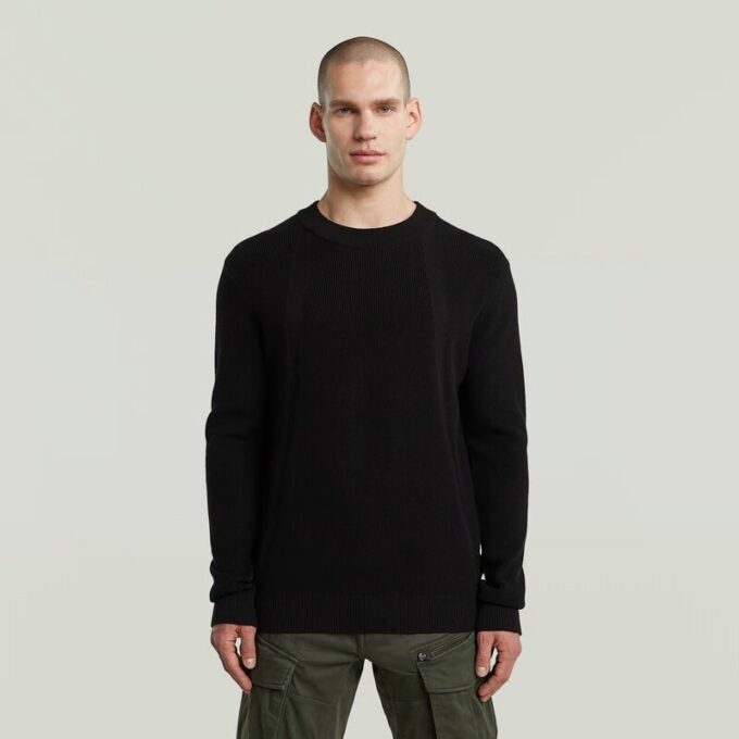 Strukturerad ribbad stickad pullover Strukturerad ribbad stickad pullover