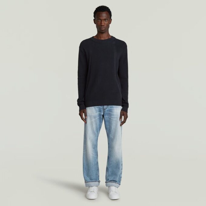 Strukturerad ribbad stickad pullover Strukturerad ribbad stickad pullover