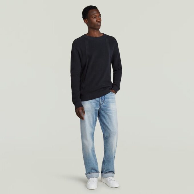Strukturerad ribbad stickad pullover Strukturerad ribbad stickad pullover