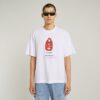 T-shirt med boxigt tryck och arkivtryck
