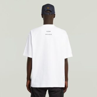 T-shirt med boxigt tryck och arkivtryck