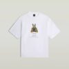 T-shirt med boxigt tryck och arkivtryck
