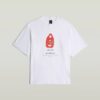 T-shirt med boxigt tryck och arkivtryck
