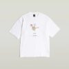 T-shirt med boxigt tryck och arkivtryck