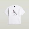 T-shirt med boxigt tryck och arkivtryck