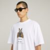 T-shirt med boxigt tryck och arkivtryck
