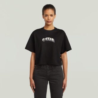T-shirt med filtlogotyp och boxig design
