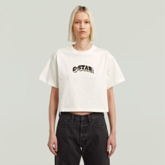 T-shirt med filtlogotyp och boxig design