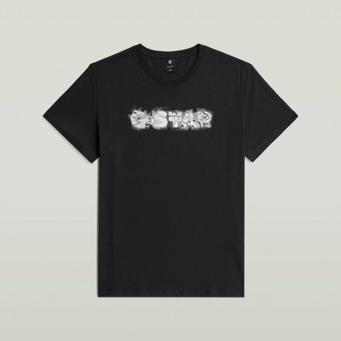 T-shirt med sliten logotyp och grafik T-shirt med sliten logotyp och grafik