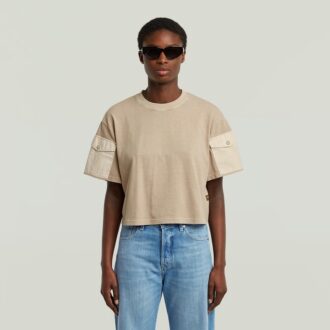 T-shirt med tvättad mix och boxig croppad passform