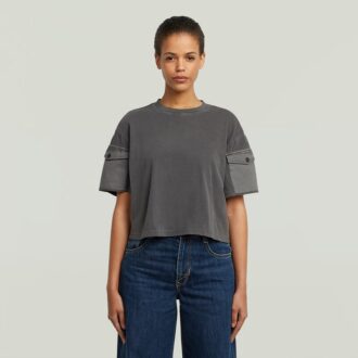 T-shirt med tvättad mix och boxig croppad passform