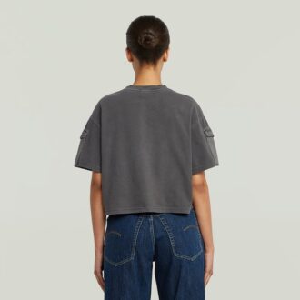 T-shirt med tvättad mix och boxig croppad passform