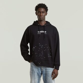 Text Splatters Avslappnad Hoodie