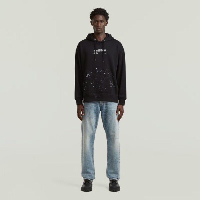 Text Splatters Avslappnad Hoodie Text Splatters Avslappnad Hoodie