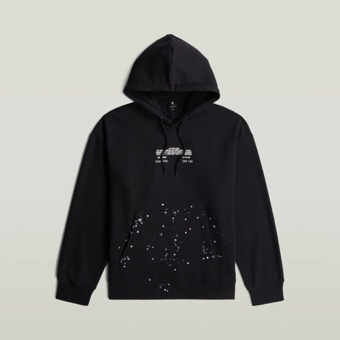 Text Splatters Avslappnad Hoodie Text Splatters Avslappnad Hoodie