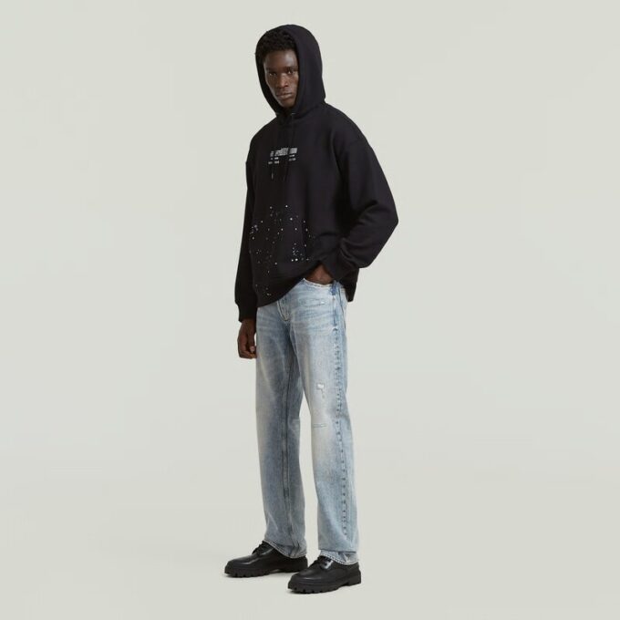 Text Splatters Avslappnad Hoodie Text Splatters Avslappnad Hoodie