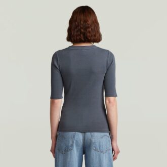 Tvättad A-linjeformad smal ribbad t-shirt