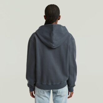 Tvättad Hoodie med Dragkedja och Avslappnad Tröja